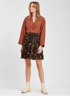 Korte, Gerende Rok Met Prints | Bruin -Chic Verkoop 4060693