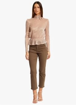 MORGAN TOSLO - Top Met Lange Mouw En Glansdraad | Roze -Chic Verkoop 4061387