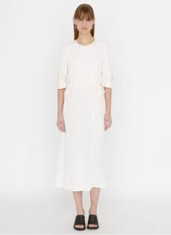 ZAPA ROTEM - Lange, Uitlopende Jurk Met Ronde Hals | Beige