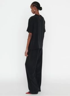 ZAPA TANO - Soepelvallende, Zijden Top Met Ronde Hals | Zwart -Chic Verkoop 4062568