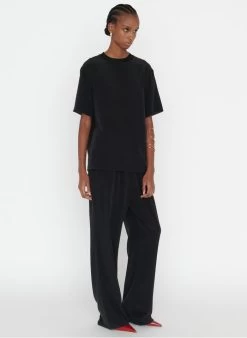 ZAPA TANO - Soepelvallende, Zijden Top Met Ronde Hals | Zwart -Chic Verkoop 4062569