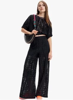 Desigual Korte, Kanten Blouse | Zwart -Chic Verkoop 4067120