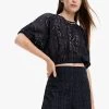 Desigual Korte, Kanten Blouse | Zwart -Chic Verkoop 4067122