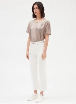 CLAUDIE PIERLOT BISE - Zijden Blouse Met Ronde Hals En Print | -Chic Verkoop 4067239