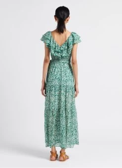 RYMA - Lange Jurk Met Bloemenprint | Groen -Chic Verkoop 4071841