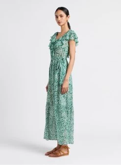 RYMA - Lange Jurk Met Bloemenprint | Groen -Chic Verkoop 4071842