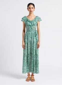 RYMA - Lange Jurk Met Bloemenprint | Groen