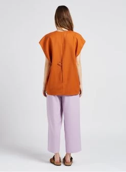 American Vintage ZELYM - Ruimvallende, Katoenen Top Met Ronde Hals | Bruin -Chic Verkoop 4072543