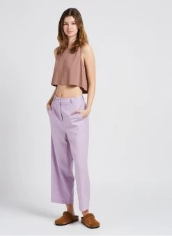 American Vintage ZELYM - Ruimvallende, Katoenen Top Met Ronde Hals | Bruin -Chic Verkoop 4072548