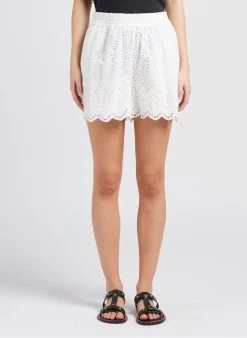 YASHOLI - Recht Short Van Biokatoen Met Ajourmotief | Wit