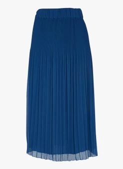 SANDY - Halflange Plissérok | Blauw