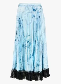 TWINSET Halflange Rok Met Print En Kanten Details | Blauw