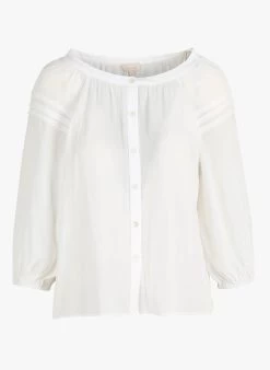 CALI - Wijde Blouse Met Ronde Hals | Wit -Chic Verkoop 4081476