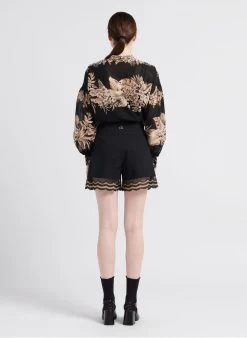 TWINSET Short Van Stretchkatoen Met Kant | Zwart -Chic Verkoop 4085222