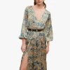 Maje RITACHE - Lange Jurk Met Split En Bloemenprint | Blauw -Chic Verkoop 4086912
