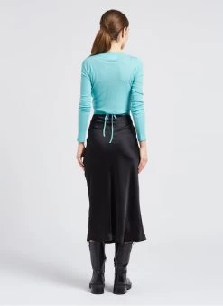 ROCKET - Halflange, Satijnachtige Rok | Zwart -Chic Verkoop 4087174