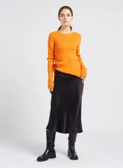 ROCKET - Halflange, Satijnachtige Rok | Zwart -Chic Verkoop 4087179