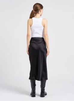 ROCKET - Halflange, Satijnachtige Rok | Zwart -Chic Verkoop 4087193