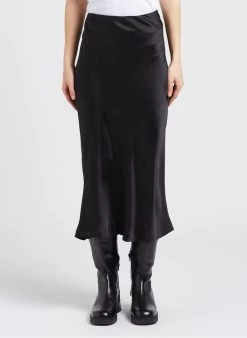 ROCKET - Halflange, Satijnachtige Rok | Zwart