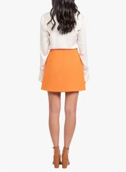 KOOKAI Korte, Rechte Rok | Oranje -Chic Verkoop 4087570