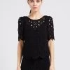 Ikks Korte Top Met Ajour | Zwart -Chic Verkoop 4087892