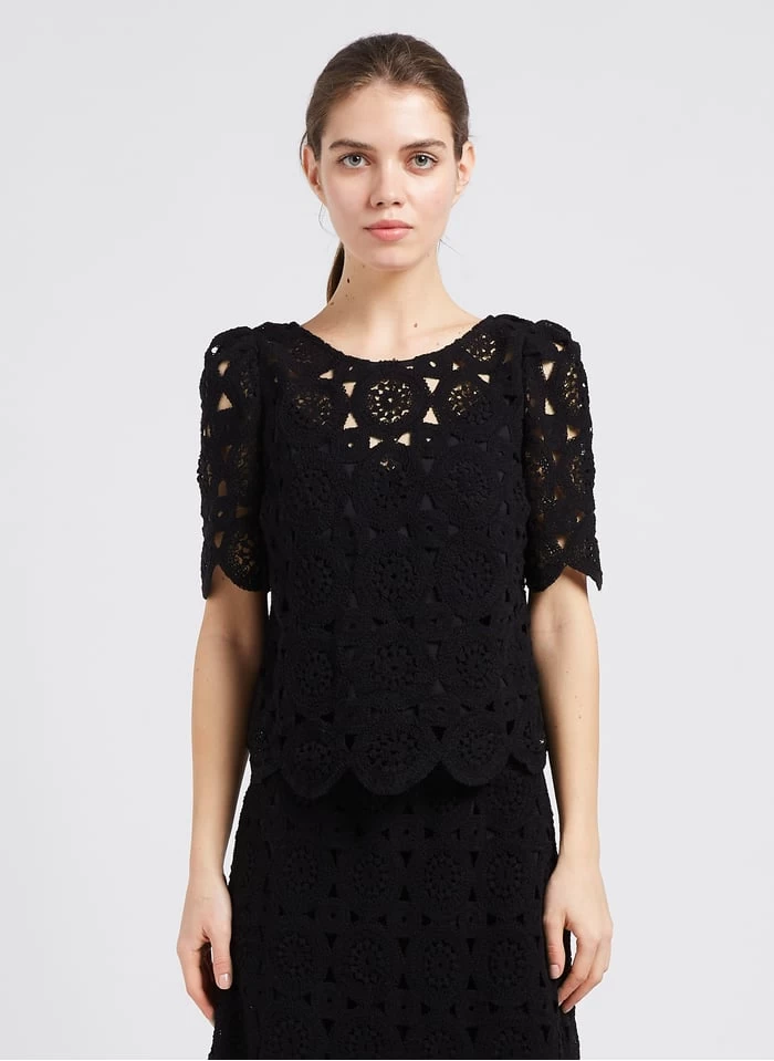 Ikks Korte Top Met Ajour | Zwart 3 Ikks Korte Top Met Ajour | Zwart