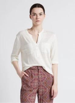 TAMARIS - Linnen Top Met V-hals | Beige