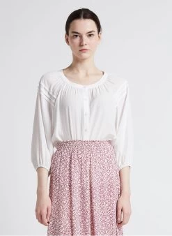 CALI - Wijde Blouse Met Ronde Hals | Wit