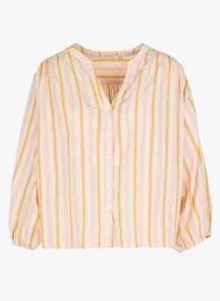 SEE U SOON Wijde Blouse Met Strepen | Beige -Chic Verkoop 4089992