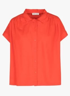 EGLANTINE - Katoenen Blouse Met Overhemdkraagje | Rood 11 EGLANTINE - Katoenen Blouse Met Overhemdkraagje | Rood -Chic Verkoop 4090032