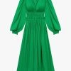 Maje RIANNETTE - Halflange, Satijnachtige Jurk | Groen -Chic Verkoop 4090489