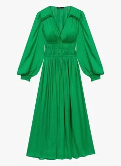 Maje RIANNETTE - Halflange, Satijnachtige Jurk | Groen