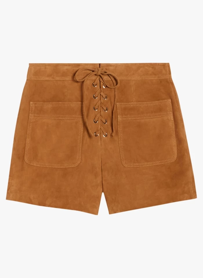 CLAUDIE PIERLOT CHRIS - Leren Short | Beige 4 CLAUDIE PIERLOT CHRIS - Leren Short | Beige - Afbeelding 2