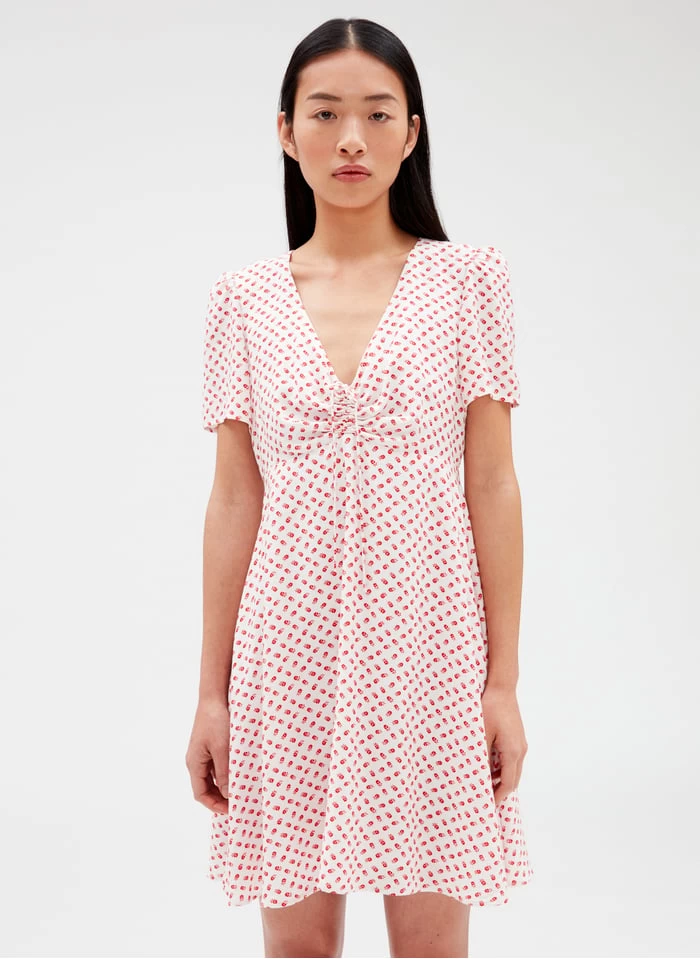 CLAUDIE PIERLOT ROSSA - Korte, Rechte Jurk Met V-hals | 3 CLAUDIE PIERLOT ROSSA - Korte, Rechte Jurk Met V-hals |