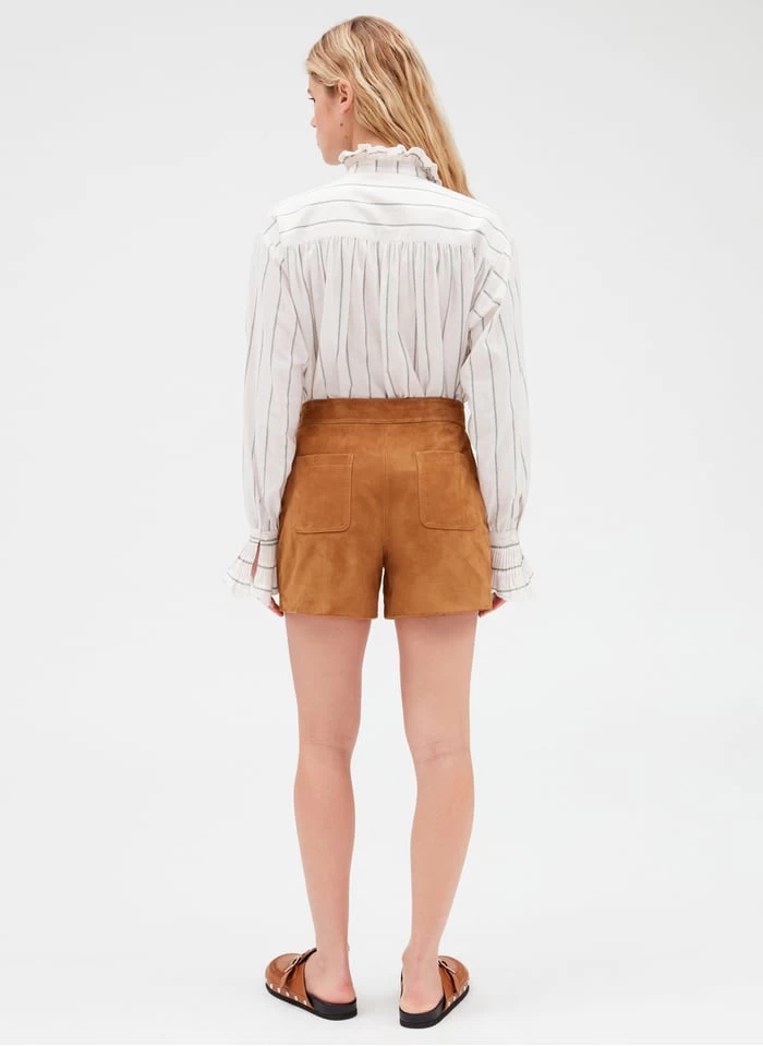 CLAUDIE PIERLOT CHRIS - Leren Short | Beige 6 CLAUDIE PIERLOT CHRIS - Leren Short | Beige - Afbeelding 4