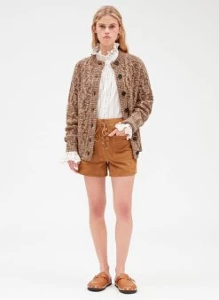 CLAUDIE PIERLOT CHRIS - Leren Short | Beige 9 CLAUDIE PIERLOT CHRIS - Leren Short | Beige -Chic Verkoop 4096323
