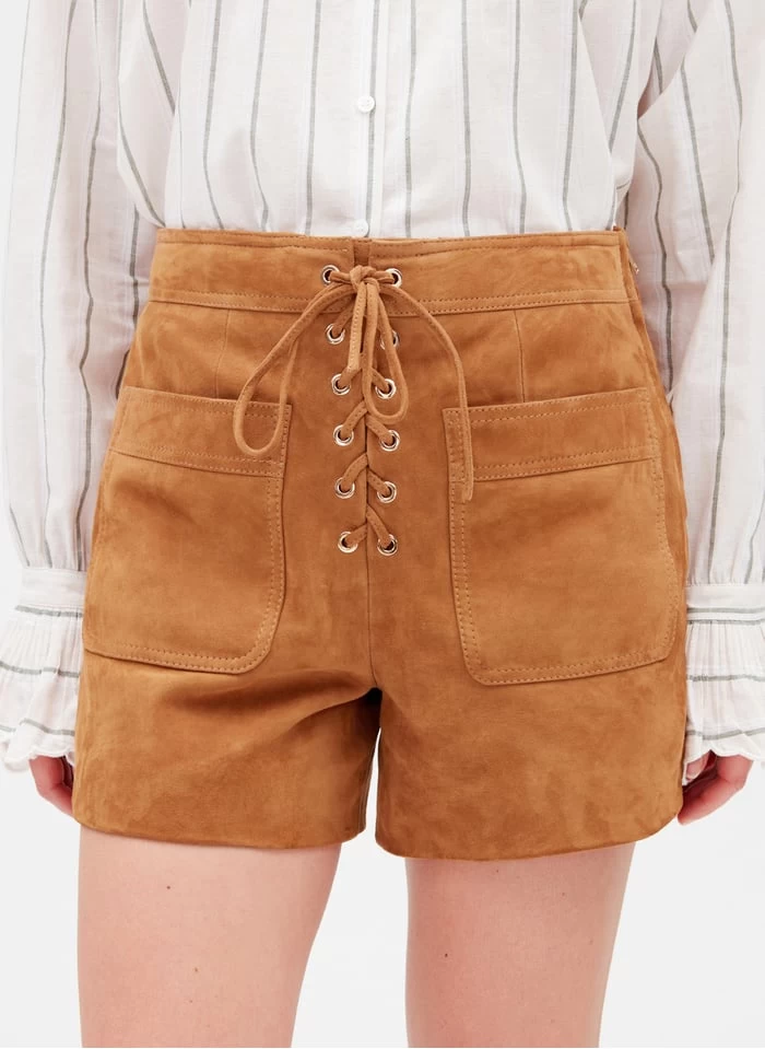 CLAUDIE PIERLOT CHRIS - Leren Short | Beige 3 CLAUDIE PIERLOT CHRIS - Leren Short | Beige