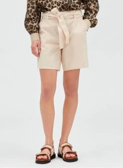 CLAUDIE PIERLOT ETUDE - Katoenen Short Met Paperbagtaille | Beige -Chic Verkoop 4096327