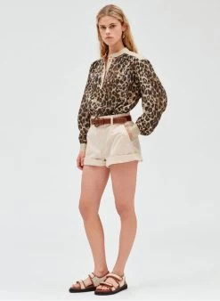 CLAUDIE PIERLOT ETUDE - Katoenen Short Met Paperbagtaille | Beige -Chic Verkoop 4096328