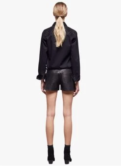 THE KOOPLES Leren Short | Zwart -Chic Verkoop 4096392
