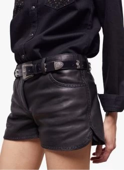 THE KOOPLES Leren Short | Zwart