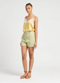 SEE U SOON Straight-fit Short Met Rits | Groen -Chic Verkoop 4098468