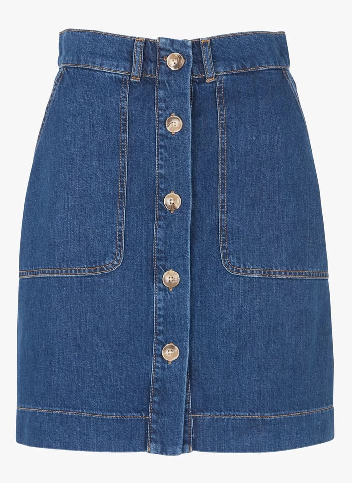 Korte Spijkerrok Van Biokatoenmix | Jeans Stone 4 Korte Spijkerrok Van Biokatoenmix | Jeans Stone - Afbeelding 2