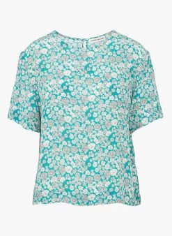 EVIKA - Ruimvallende Top Met Ronde Hals | Blauw -Chic Verkoop 4099007