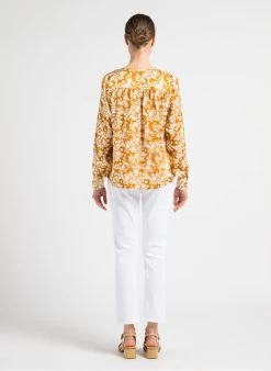 BELIER - Blouse Met Tunesische Kraag En Bloemenprint | Geel -Chic Verkoop 4101797