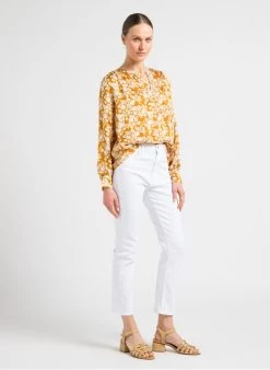 BELIER - Blouse Met Tunesische Kraag En Bloemenprint | Geel -Chic Verkoop 4101798