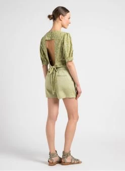 SEE U SOON Straight-fit Short Met Rits | Groen -Chic Verkoop 4101887