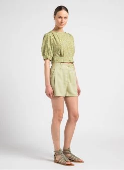 SEE U SOON Straight-fit Short Met Rits | Groen -Chic Verkoop 4101888