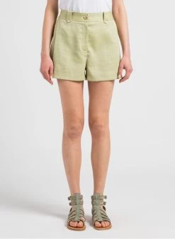 SEE U SOON Straight-fit Short Met Rits | Groen