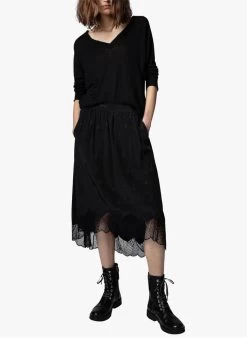 Zadig & Voltaire JOSLIN - Jupe Midi En Soie | Zwart